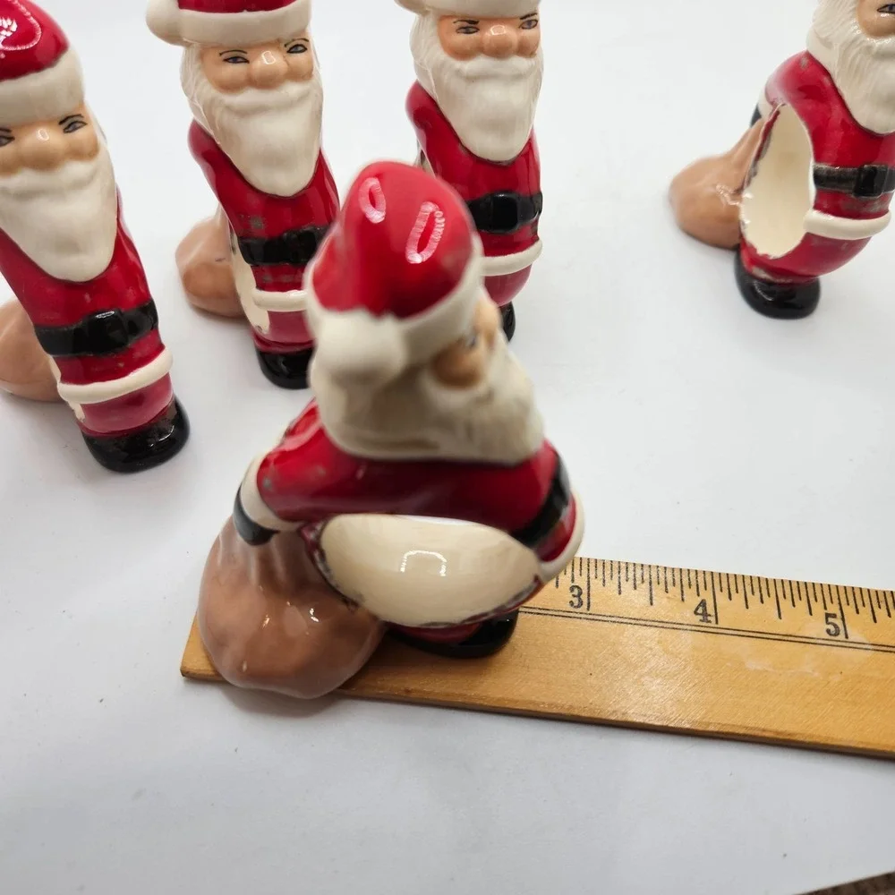 Vintage Santa Claus Ceramic Napkin Rings Set of 5 Christmas Holiday‎ Table Decor